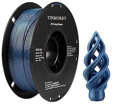 Funkelndes PETG Filament 1,75 mm, TINMORRY Filament PETG 3D Druckmaterialien, Kompatibel mit Bambu FDM 3D-Drucker, 1 kg 1 Spule, Blau