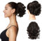 REECHO Ponytail Extension, 23 cm Kurze lockige gewellte Haarklammer Haarteil Pferdeschwänze Haarverlängerungen Haarteile für Frauen Ponytail Extension - Schwarz Braun