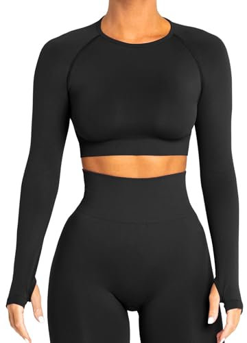 Navnnet Sport Oberteile Damen Langarm Sportshirt Sport Top Fitness Longsleeve Eng Gym Tops Yoga Shirt Outfit Rundhals Schatten Klassisch Laufshirt Schwarz S
