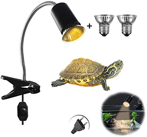 NEWFUN Lampada UVB e Termica per Rettili, Tartarughe e Anfibi - UVA UVB Riscaldante Con Morsetto Girevole 360° - Per Serpenti e Lucertole