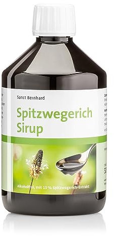Sanct Bernhard Spitzwegerich-Sirup | Alkoholfreier, wohlschmeckender Saft mit 15 % Spitzwegerich-Extrakt & Honig | 500ml