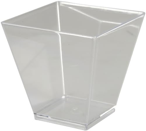 Abena Gastro Square Plastic Dessert Pots | Pack of 50 | 120ml Dessert Cups | Plastic Bowls for Parties | Nibble Bowls | Jelly Pots | Cheesecake Pots | Grazing Table Accessories