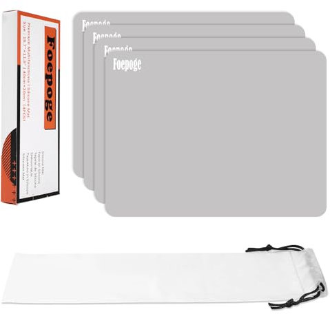 Foepoge 4PCS Silicone Mat for Resin 40x30 cm, A3 Large Craft Mat for Kids,Rolled-up Package, Non Stick Silicone Sheet for Crafts, Jewelry Casting, Clay, Multipurpose Placemats for Worktops, Grey