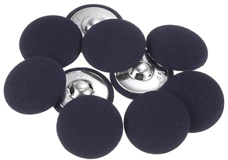 QUARKZMAN 10 Stück Knöpfe mit Stoffüberzug 28mm Runder Metallschaft Ösen Stoffknöpfe mit Stoff bezogen Nähknöpfe Vintage Ösenknöpfe für Anzüge Kleider Blusen Bastel DIY, dunkelblau