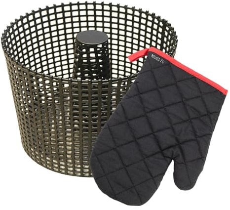 Pelletkrob 17 cm Pelletsbrennkorb & Ofenhandschuh melina24