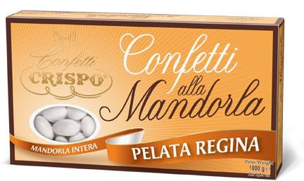 CONFETTI CRISPO PELATA REGINA CALIBRATI 350 PEZZI PER SCATOLA ALLA MANDORLA SENZA GLUTINE DA GRAMMI 1000 PER NOZZE MATRIMONIO ED EVENTI