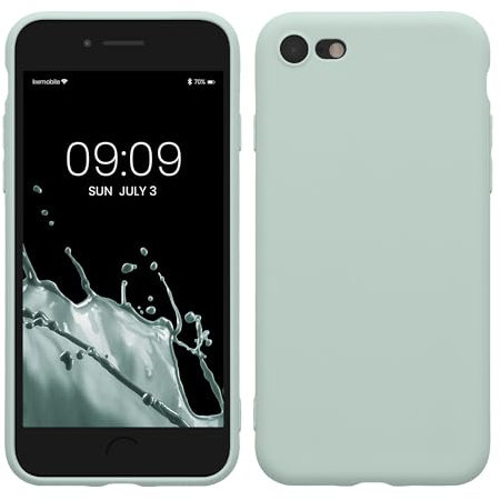 kwmobile Handyhülle kompatibel mit Apple iPhone SE (2022) / iPhone SE (2020) / iPhone 8 / iPhone 7 Hülle - Handy Case aus weichem Silikon in Cool Mint