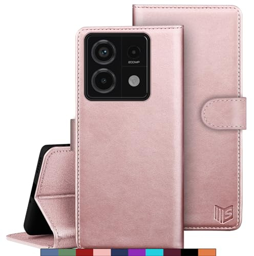 SUANPOT Etui Coque pour Xiaomi Redmi Note 13 Pro 5G [RFID Blocage] [Magnétique Protection] Fentes pour Cartes Protection Etui Housse Premium en Cuir PU,Redmi Note 13 Pro Portefeuille Or Rose