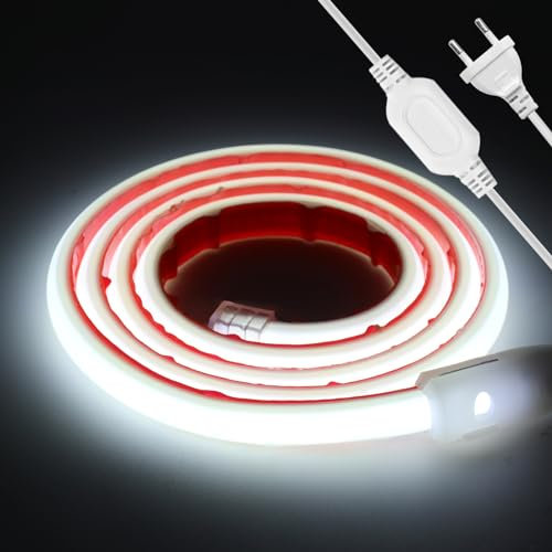 KISUFU 220V COB LED Strip, 288 LEDs/m Super Bright Lichtstreifen COB Neon LED Light Strip, IP67 Waterproof LED Neon Light für Partydekoration im Innen- und Außenbereich
