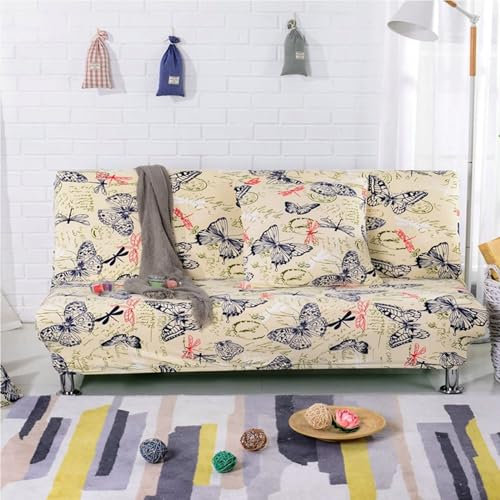 Bishilin Couchbezug Stretch ohne Armlehne, Sofabezug Ecksofa 2 Sitzer Multicolor Landhausstil mit Schmetterlinge und Libelle Muster 160-185CM Überzug Sofa Katzen Kratzfest rutschfest