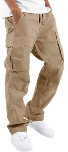 Digralne Pantalones Cargo Hombre Pantalones de Trabajo de Algodón Pantalones Casuales para Exteriores Pantalones Ranger Cordón Cintura Elástica