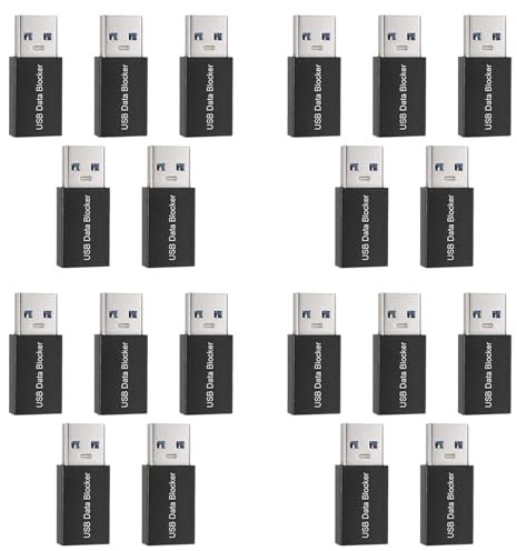Goorvoucs 20Pcs USB Data Blocker,Charge-Only USB Blocker Adapter for Blocking Data Sync, Protect Against Juice Jacking Black