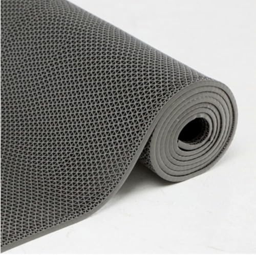 Mehrzweck-Rutschmatte, zuschneidbar, wasserdichter Hohlablaufteppich, PVC-Gitter-Spritzschutzmatte, DIY-Bodenteppich für Badezimmer/Restaurant/Garten-Grau-90 * 120,7cm