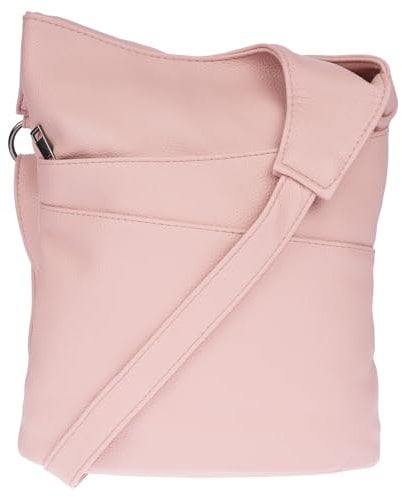 Christian Wippermann Damen Tasche Schultertasche Umhängetasche Crossover Bag Leder Optik Handtasche Rosa