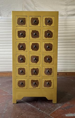 Antike Apothekerschrank Apothekerkommode Aktenschrank Büroschrank Apotheke Schrank Sideboard Kommode Kommodenschrank Sideboardschrank mit 18 Schubladen Breite58xHöhe118cm Farbe: Gold