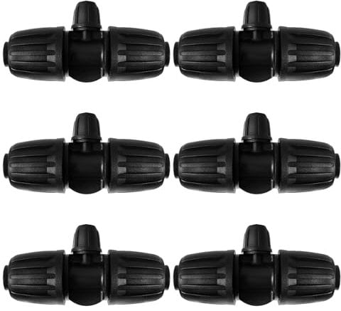 VooGenzek 6 PCS Barbed Tee Connector for Drip Irrigation, 3-Way Anti-Drop 13/16 mm to 4/7 mm Irrigation Tube Fitting, Locked Barbed Connectors, Barbed Tee Irrigation Tube for Lawn, Farm, Garden