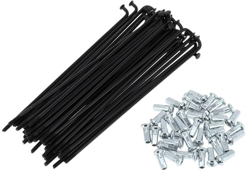 A ABSOPRO Radios para Bicicleta 12g, Radios para Rueda De Bicicleta, Acero Al Carbono, Negro, 36 Piezas