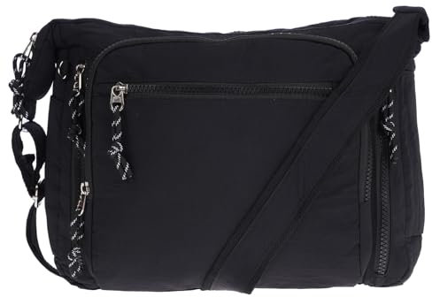 Christian Wippermann große Damen Umhängetasche Tasche Schultertasche Shopper Nylon Schwarz