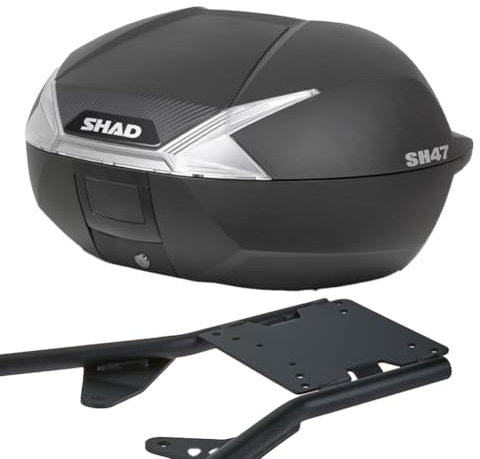 MOTOMENT Bundle Topcase inklusive Gepäckträger Komplettset Shad 47 Liter passend für Yamaha N-Max 125 ABS SEC71 2017-2020