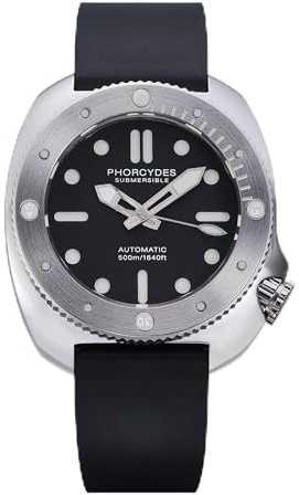 PHORCYDES PH-1 Mechanische 500M Taucheruhren NH35A Automatik Edelstahlgehäuse leuchtend, Schwarze und blaue Leuchte