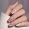 MOTIBACK 24Pcs Press On Nails, Pink Cat Eye Nails Glitter, Medium Acrylic Full Cover Fake Nail with Nail Glue, Reusable Natural Fit False Nails for Women Girls