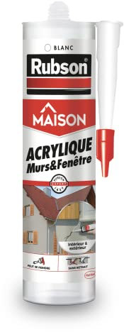 Rubson | Mastic Maison Acrylique Murs & Fenêtres (cartouche de 280 ml) – Mastic acrylique blanc pour intérieur & extérieur – Comble fissure, joint porte et fenêtre (Lot de 6)
