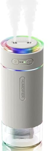 Uxsjakjsd Portable Humidifier Dual Nozzle Large Cool Mist Mini Personal Desk Air Humidifiers forTravel White