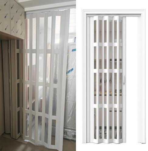 GLFNB Porte Pliante de séparation de pièce avec poignée et quincaillerie, Porte temporaire Gain de Place/Porte accordéon intérieure, Porte de Placard Pliante pour Appartement (152,4 x 203 cm)