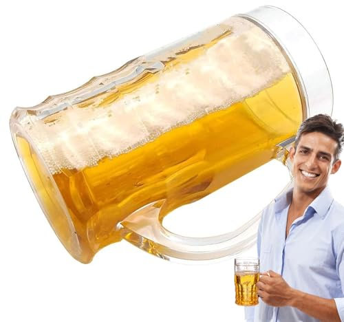 Genérico Vaso De Cerveza Falso - Jarra de Cerveza Realista con Asas,Apta Para Lavavajillas Regalo Divertido De Broma Para Hombres Y Mujeres