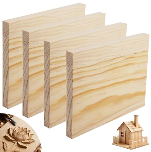 Pyroclasia 4 Piezas de Bloques de Madera 20X15X1.5cm Bloques de Madera Sin Barnizar Tablas de Madera para Manualidades Bloque de Madera Trozo de Madera Maciza Madera de Resto Bloques de Madera de Pino