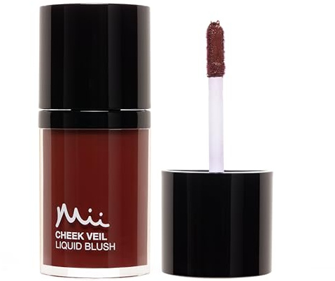 Mii Cosmetics Cheek Veil Liquid Blush | Weightless Liquid Blusher for Cheeks | Brightens with a Natural, Healthy Glow | Buildable & Blendable Makeup Blush | Cool-Toned Plum | Serenity | 7ml