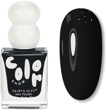 Black Nail Polish Quick Dry - 12ml Black Nail Varnish - High Glossy Shine Pure Color Nail Polish - Long Lasting Nail Varnish,Oil Based Formula,No Require Cured