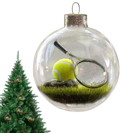 Sport Ball Transparent Weihnachtskugeln Glass Christbaumschmuck, 8x8cm 3D Baseball Weihnachtsbaumkugeln Glass, ABS Golf Weihnachtsdeko Kugeln, Tennis Weihnachtskugel, Rugby Christmas Baubles