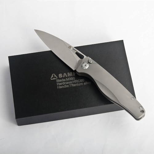 SAMFUNG Faltendes Taschenmesser M390 Klinge Titan Griffe EDC Messer für Outdoor Camping Geschenke