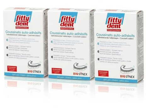 FITTYDENT - Coussinets Adhésifs Pour Prothèse Dentaire Inférieure - Fixation Extra Forte - Lot de 3 Boîtes de 15 Adhésifs