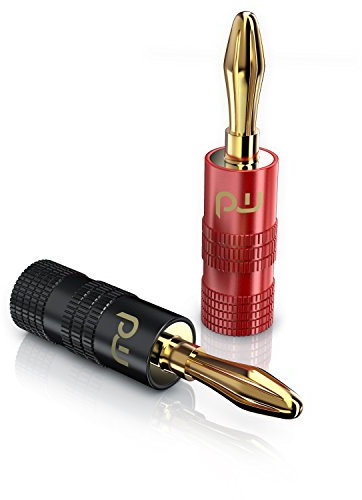 CSL - 2X High End Bananenstecker - für Kabel bis 4mm - vergoldete Kontakte - optimales Signal - Beste Tonqualität - für Lautsprecher HiFi- AV-Receiver Verstärker Messtechnik - Farbcodierung