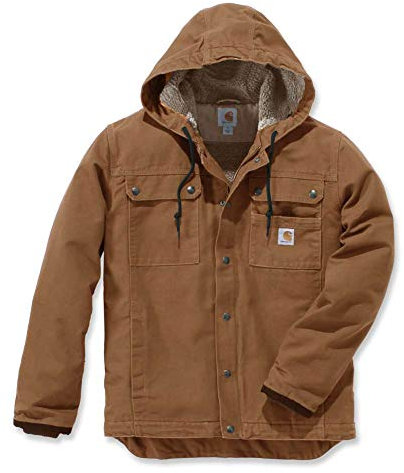 Carhartt Men's Relaxed Fit Washed Duck Sherpa-Lined Utility Jacket, Carhartt® Brown, M