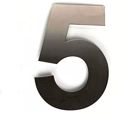 ASC FLOATING HOUSE NUMBER - Number 5 (Five) - Brushed Stainless Steel House/Door Number - 6 / 15cm Tall
