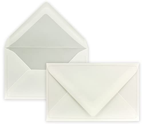 150 Stück - Trauer-Umschlag in Edel-Weiß mit beidseitigem Trauer-Rand, DIN B6+, 120 x 195 mm, Nassklebung, 100 g/m²