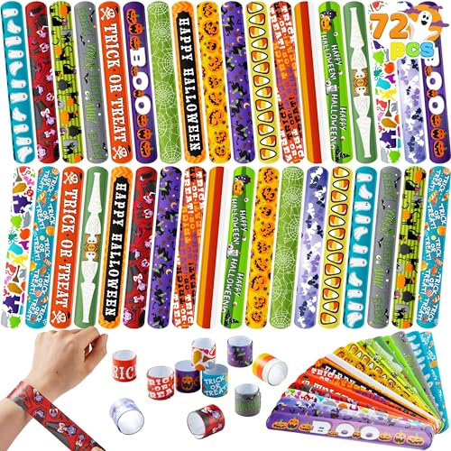 JOYIN 72 Schnapparmband Kinder Klatscharmband Halloween Slap Armband Mitgebsel Kindergeburtstag Junge Mädchen Mitbringsel Schnapparmbänder Set Give Aways Klapparmband Slap Bands Bracelets