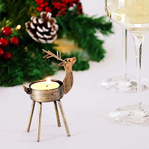 Kurala Teelichthalter aus Metall, Rentier, Weihnachtsdekoration, 6 Stück