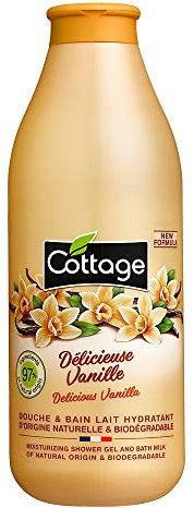 Cottage Douche/Bain Lait Hydratant Délicieuse Vanille 97% d'Ingrédients d'Origine Naturelle, 750ml - 1 Unité