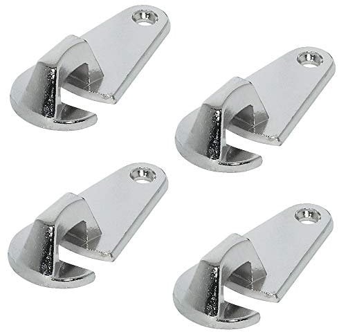 Gedotec Schließhaken 53 mm für Zargentische und Tisch-Einlegeplatten | Tischbeschlag Stahl vernickelt | Zubehör für Ausziehtisch-Beschläge | 4 Stück - Haken-Verschluss zum Schrauben unter Tischplatte