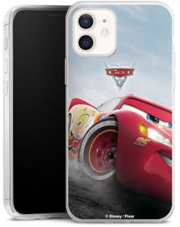 Slim Case extra dünn kompatibel mit Apple iPhone 12 Silikon Handyhülle transparent Hülle Lightning McQueen 95 Offizielles Lizenzprodukt Cars