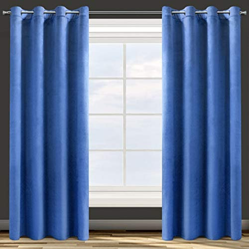 Eurofirany ROSA Vorhang Samt Velvet Ösen -1 STK. Weich Edel Gardine 200g/m² Elegant Glatt Einfarbig Flauschig Modern Klassisch Wohnzimmer Schlafzimmer, 140x250 cm, Dunkelblau