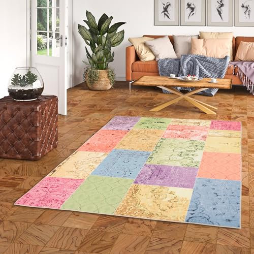 Pergamon Luxus Vintage Designer Teppich Primus Bunt in 5 Größen