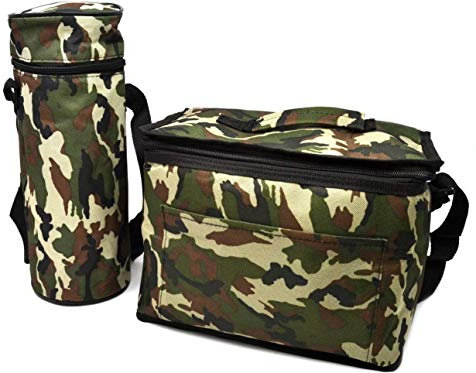 Camuflaje Sac à déjeuner isotherme de 10 l pour réfrigérateur militaire et 1,5 bouteille isotherme pour pique-nique Sac isotherme froid pêche camping chasse congélateur nourriture eau récipient