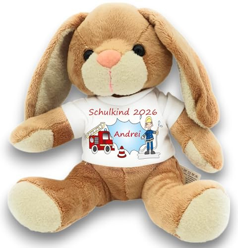 Kilala Kuscheltier Hase, T-Shirt mit Aufdruck Schulkind 2025, personalisiert mit Wunschname, Geschenk zur Einschulung für die Schultüte