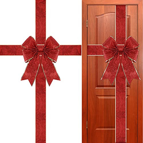 Geosar Weihnachten Küchen Dekoration Schrank Bänder Weihnachten Schleifen für Schrank Türen Schrank Schleifen Feiertag Festliche Schrank Tür Bänder Rote Weihnachten Tür Bänder und Schleifen
