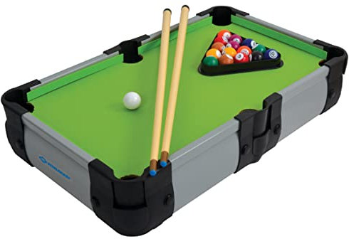 Schildkröt® Mini Billiard Tisch, kleiner Billardtisch mit 2 Queues, 16 Billardkugeln, Triangel zur Anordnung, perfekter Spielspaß für jede Gelegenheit, für Kinder ab 5 Jahren, 970311